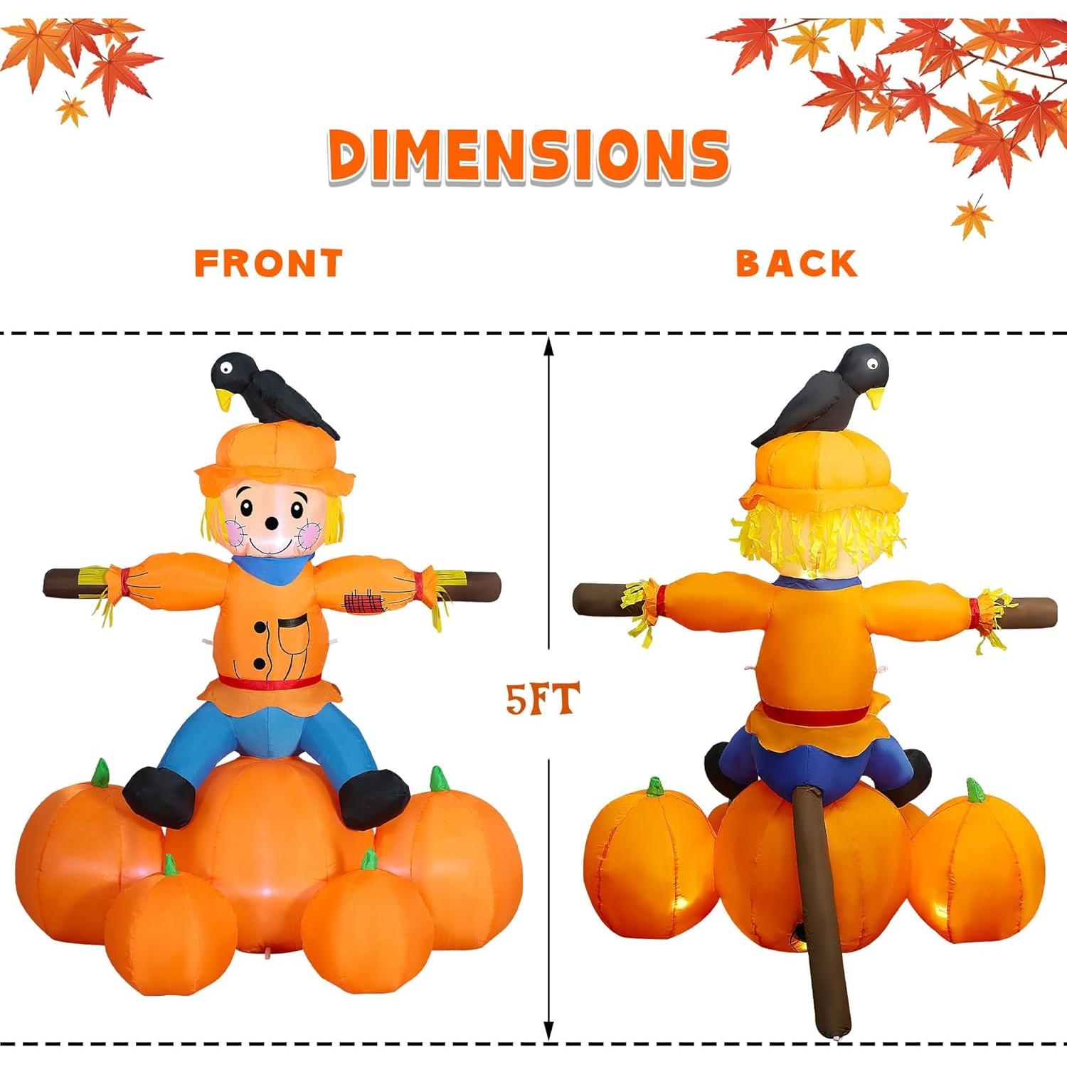 Decoración Inflable Joliyoou Espantapájaros 1.52m LED Halloween