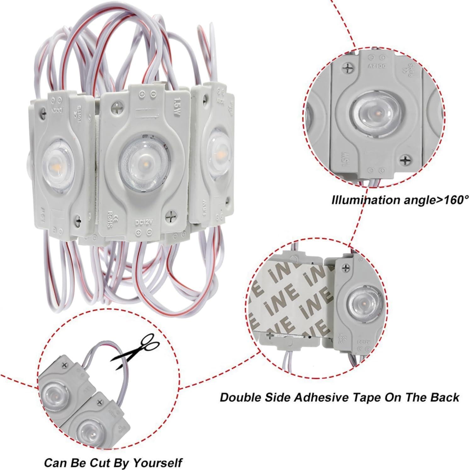 Luces LED de Reemplazo AOOYUANKE 20Pcs 3030 SMD IP65 Blancas