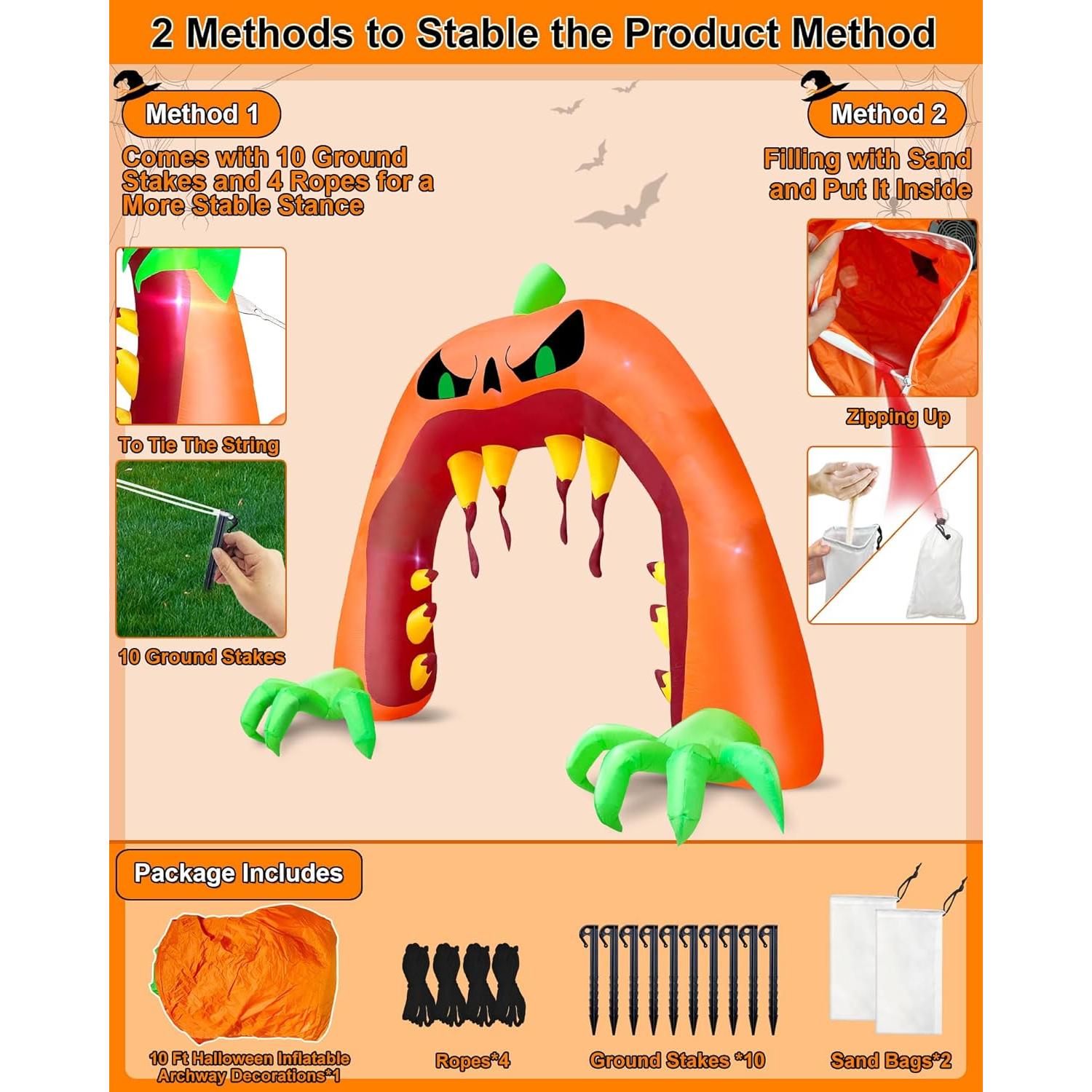 Arco Inflable Halloween TURNMEON 4.0 m Calabaza Gigante