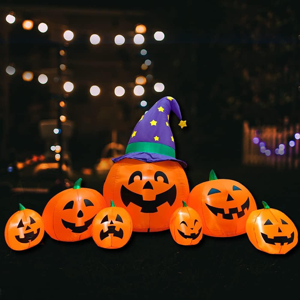 Decoración Inflable Halloween Poptrend 2.5m 7 Calabazas LED