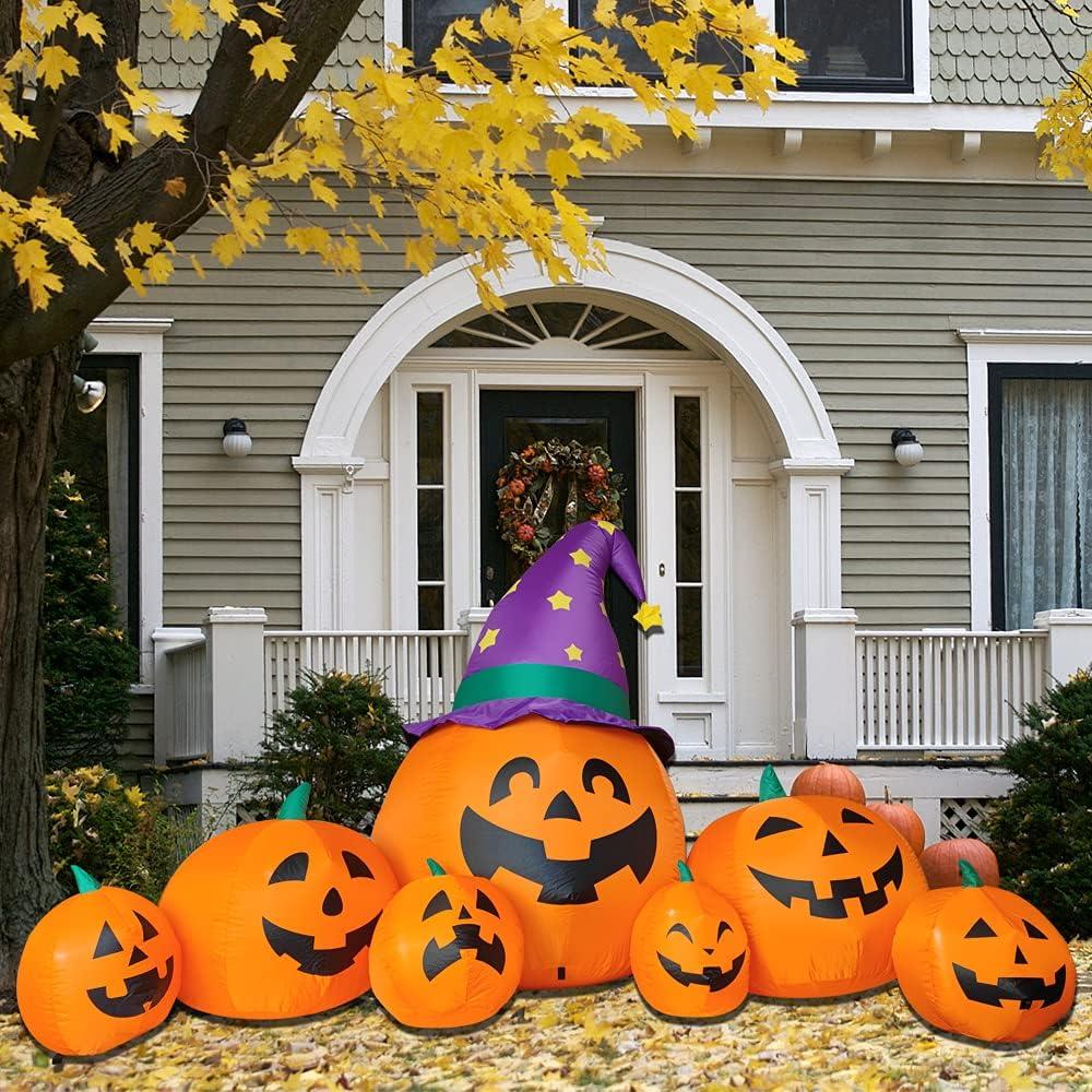 Decoración Inflable Halloween Poptrend 2.5m 7 Calabazas LED