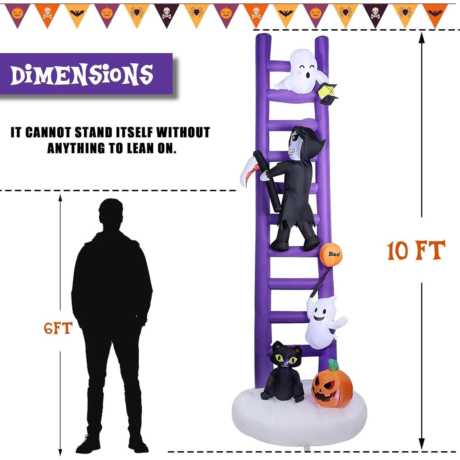 Escalera Inflable Gigante Joliyoou 3.05M Halloween con Luces