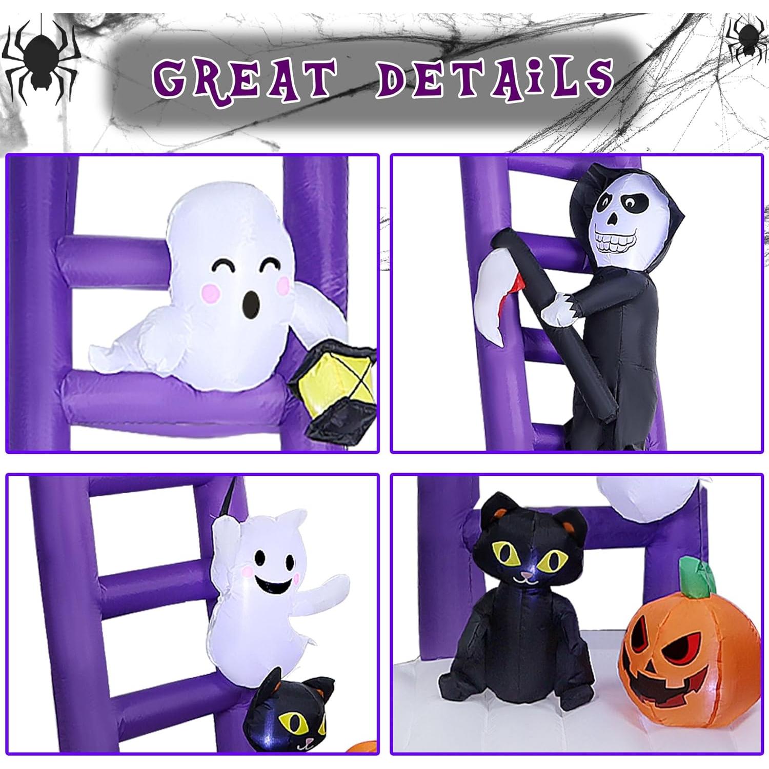 Escalera Inflable Gigante Joliyoou 3.05M Halloween con Luces