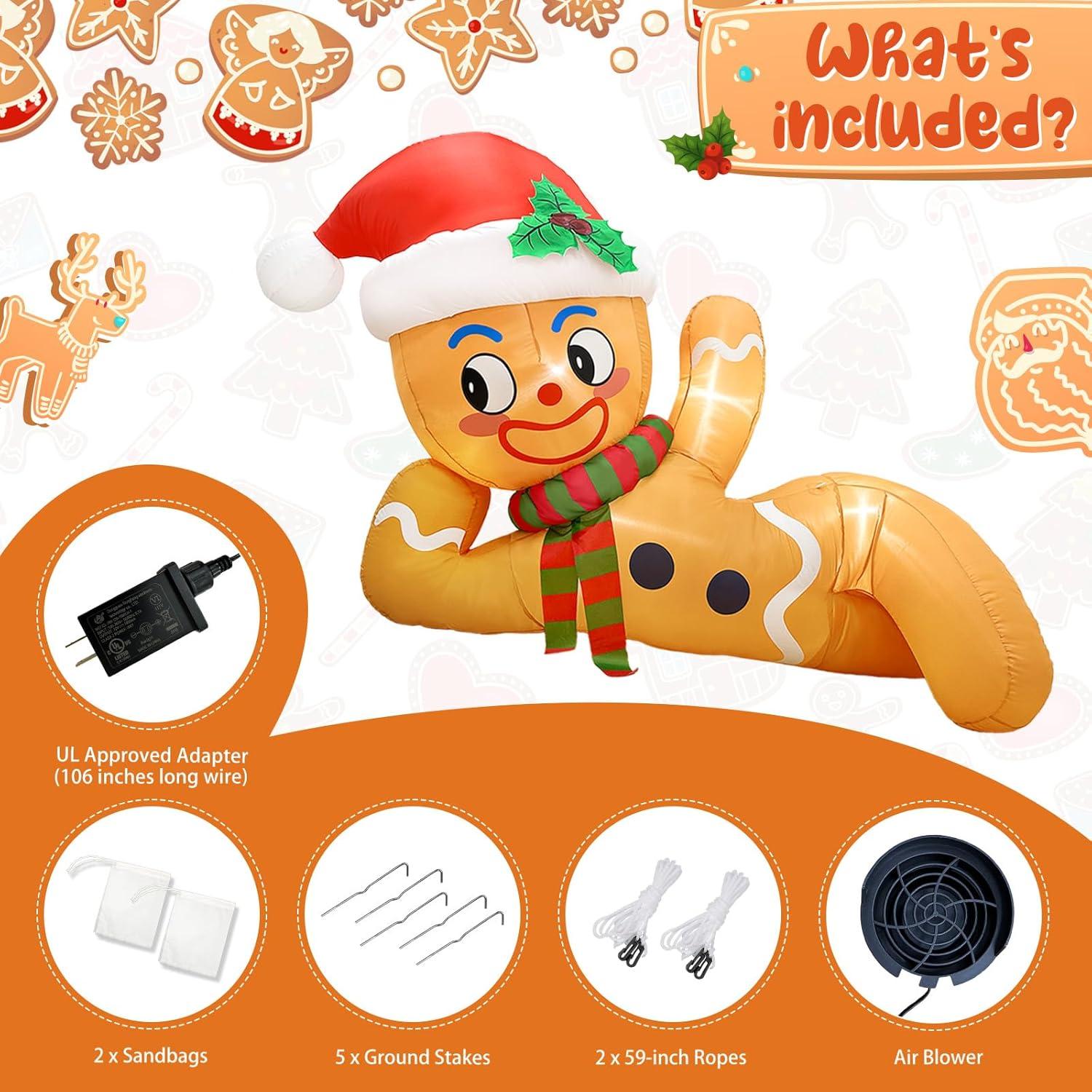 Inflable Navidad Hombre de Jengibre 1.68m OurWarm con LED