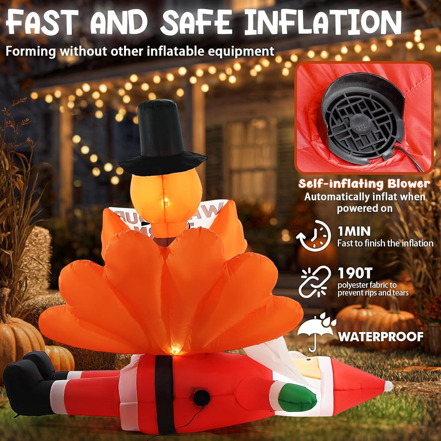 Pavo Inflable 5FT Aotiooy con Luces LED para Jardín