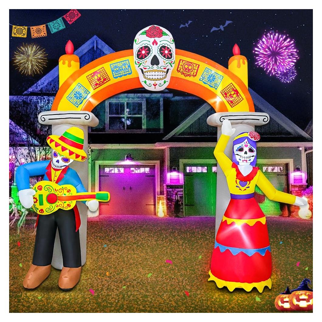 Arco Inflable de Halloween KOOY 2.79m con Calavera y LED