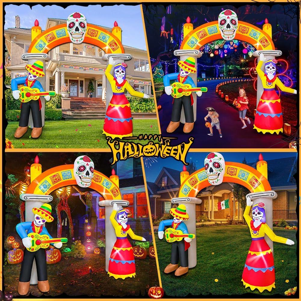 Arco Inflable de Halloween KOOY 2.79m con Calavera y LED