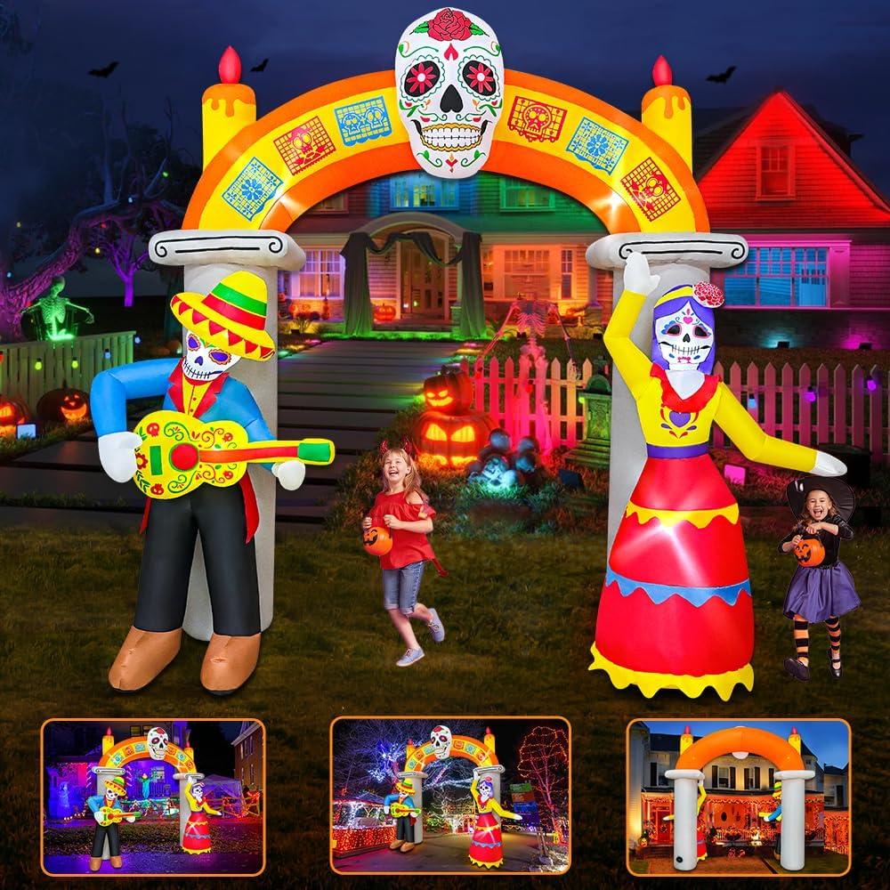 Arco Inflable de Halloween KOOY 2.79m con Calavera y LED