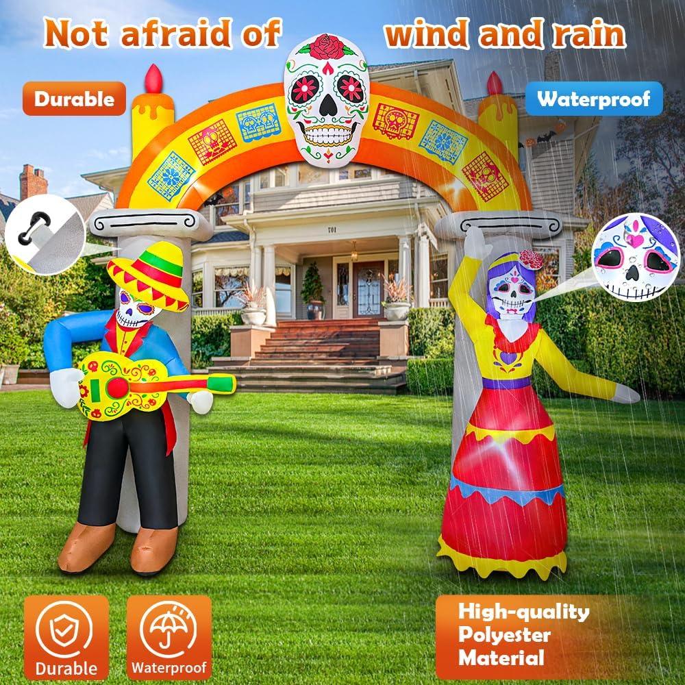 Arco Inflable de Halloween KOOY 2.79m con Calavera y LED