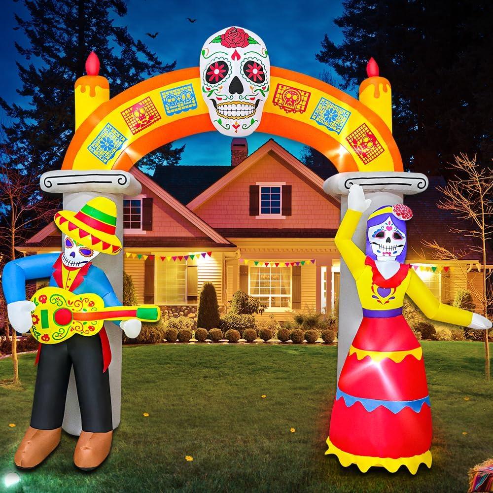 Arco Inflable de Halloween KOOY 2.79m con Calavera y LED
