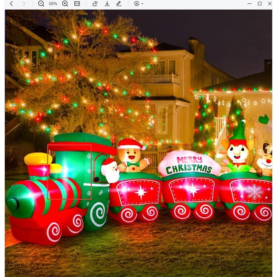 Tren Inflable de Navidad Max Fun 12ft con Santa y Luces LED