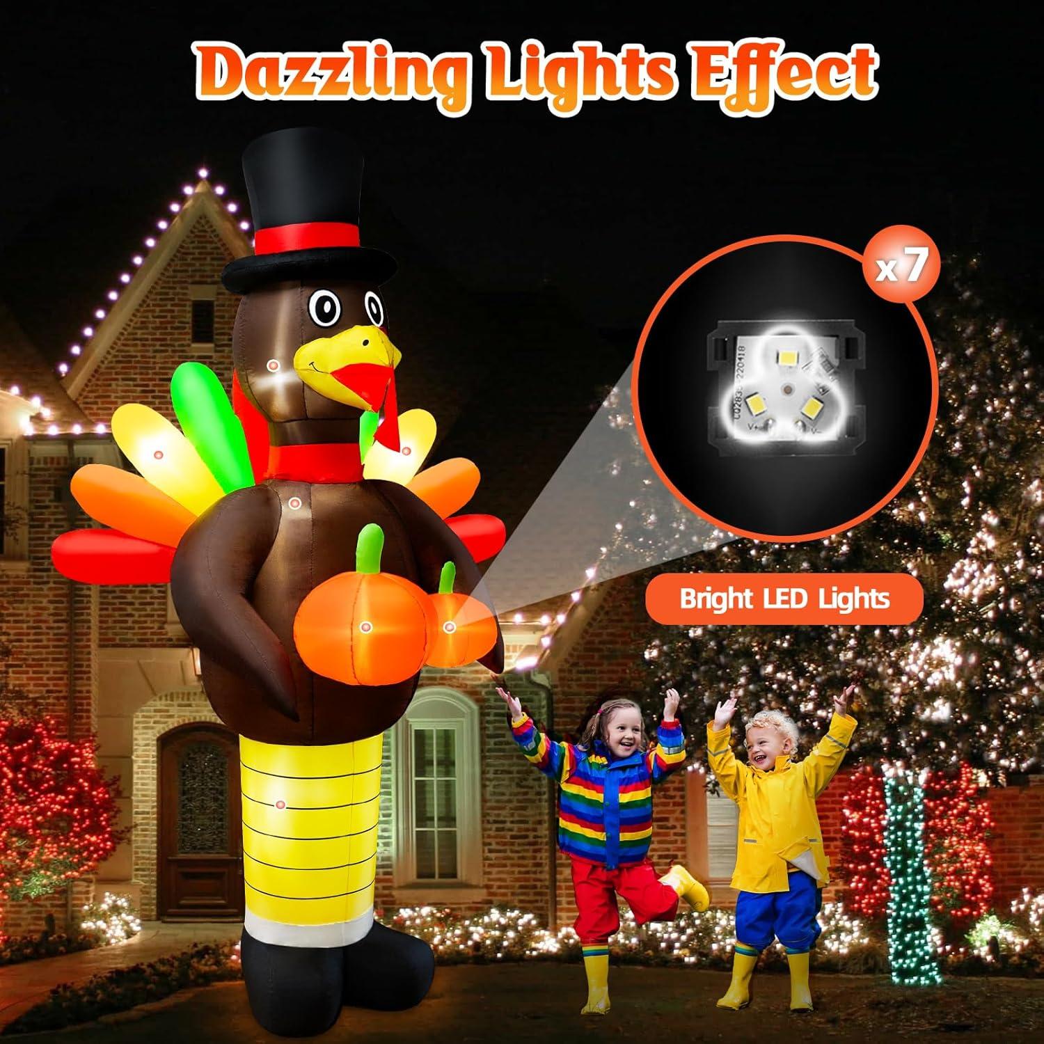 Pavo Inflable Gigante 3M BRDJade con Luces LED para Jardín