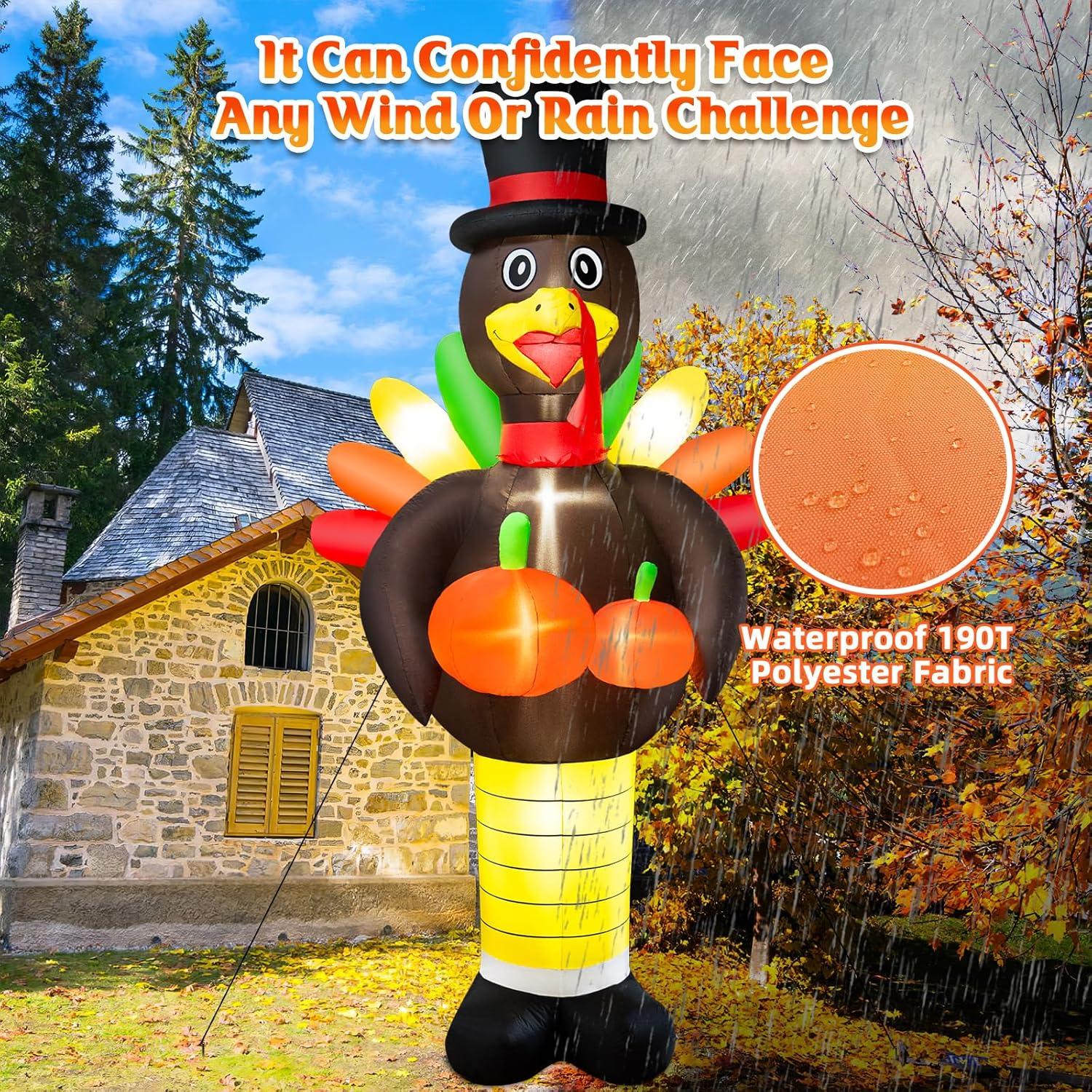 Pavo Inflable Gigante 3M BRDJade con Luces LED para Jardín