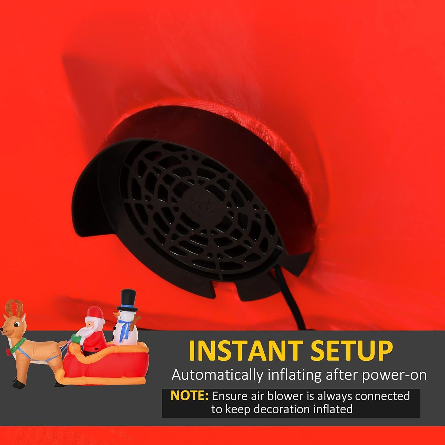 Decoración Inflable de Navidad HOMCOM 1.98m Santa Claus Trineo