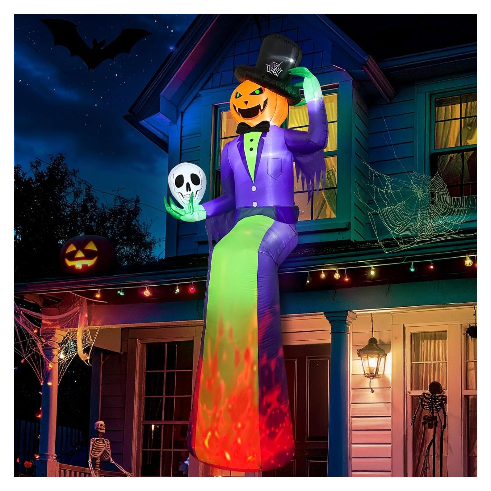 Inflable Halloween 10FT GUDELAK Hombre Calabaza con Luz LED