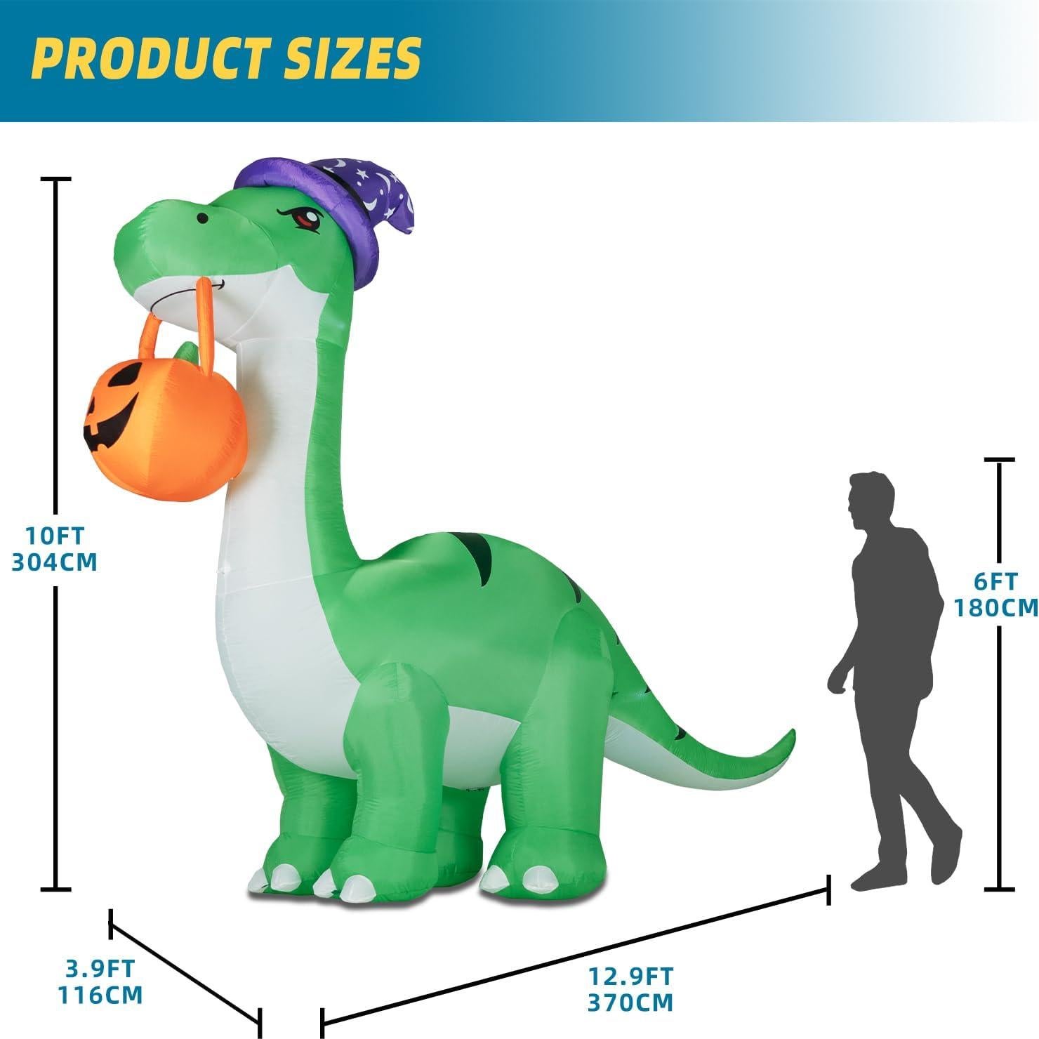 Dinosaurio Inflable Gigante 3M ININ para Halloween con LED