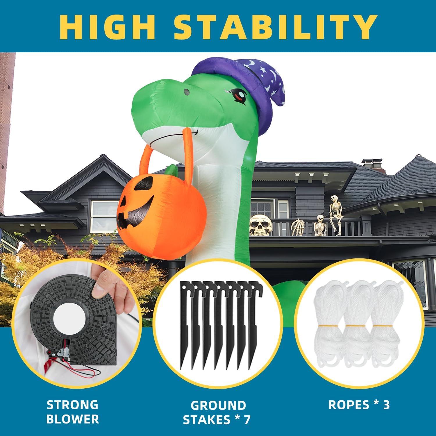 Dinosaurio Inflable Gigante 3M ININ para Halloween con LED