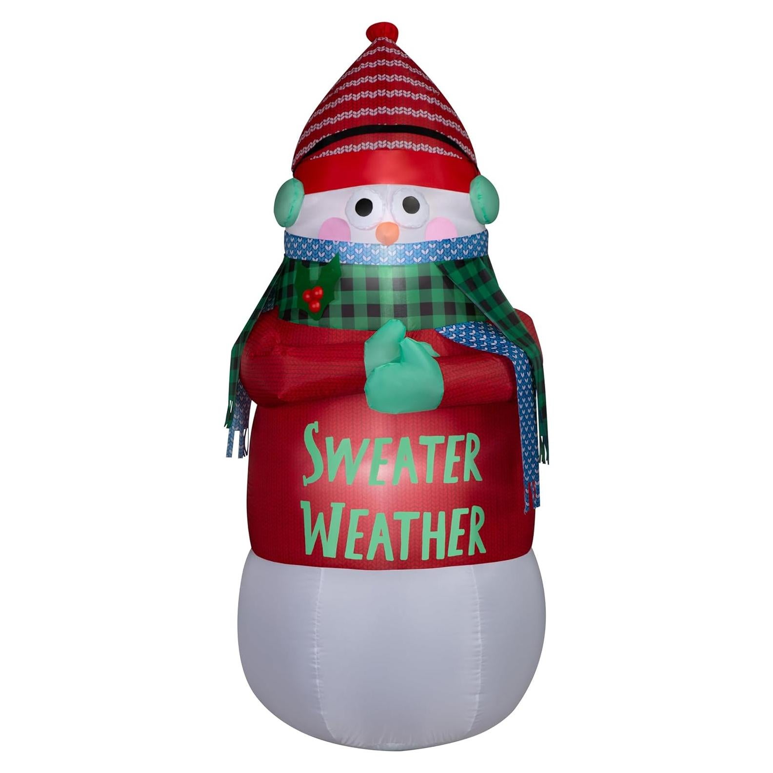 Decoración Inflable de Jardín Navidad Gemmy Muñeco de Nieve 1.83m