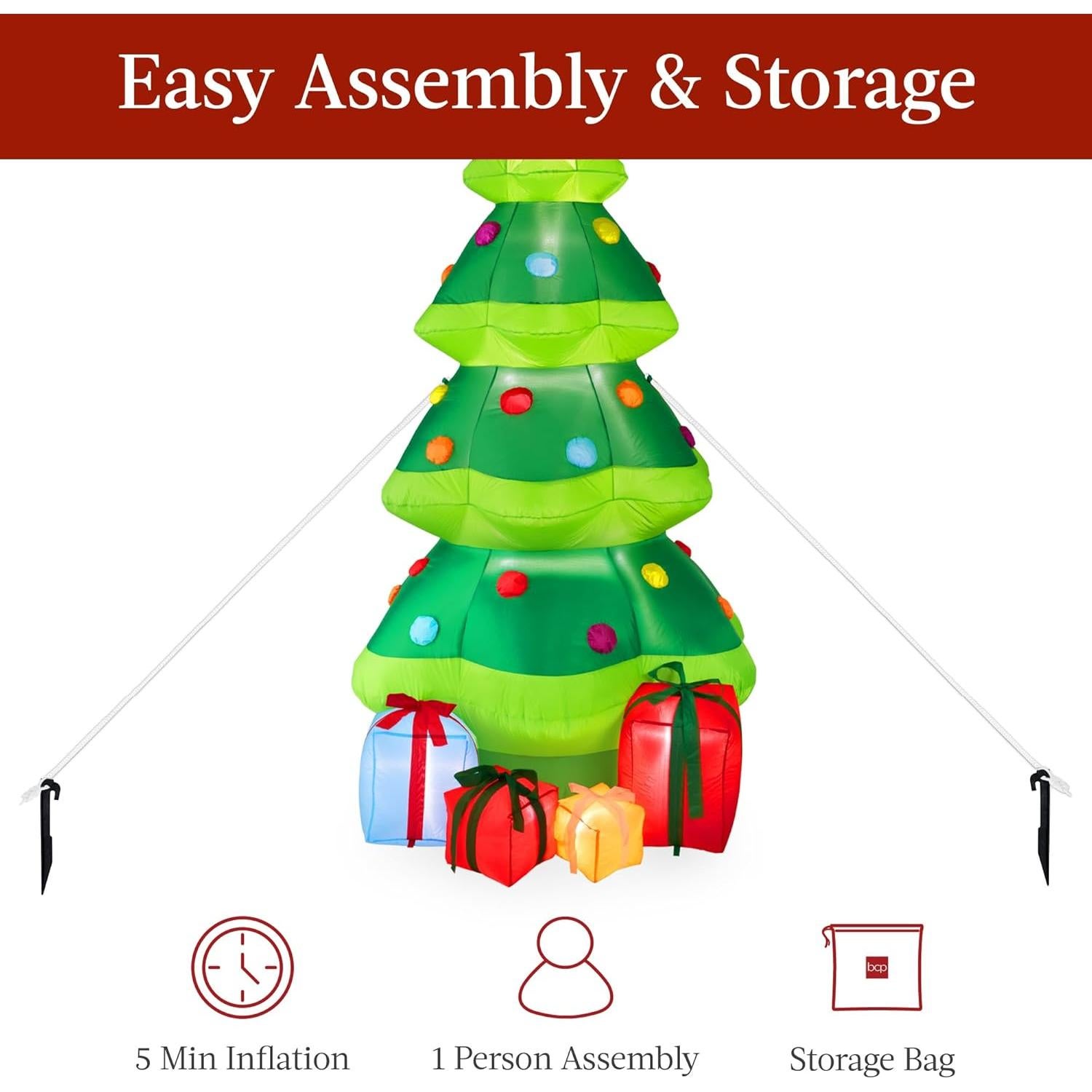 Árbol de Navidad Inflable 3.05m con Luces LED y Estrella