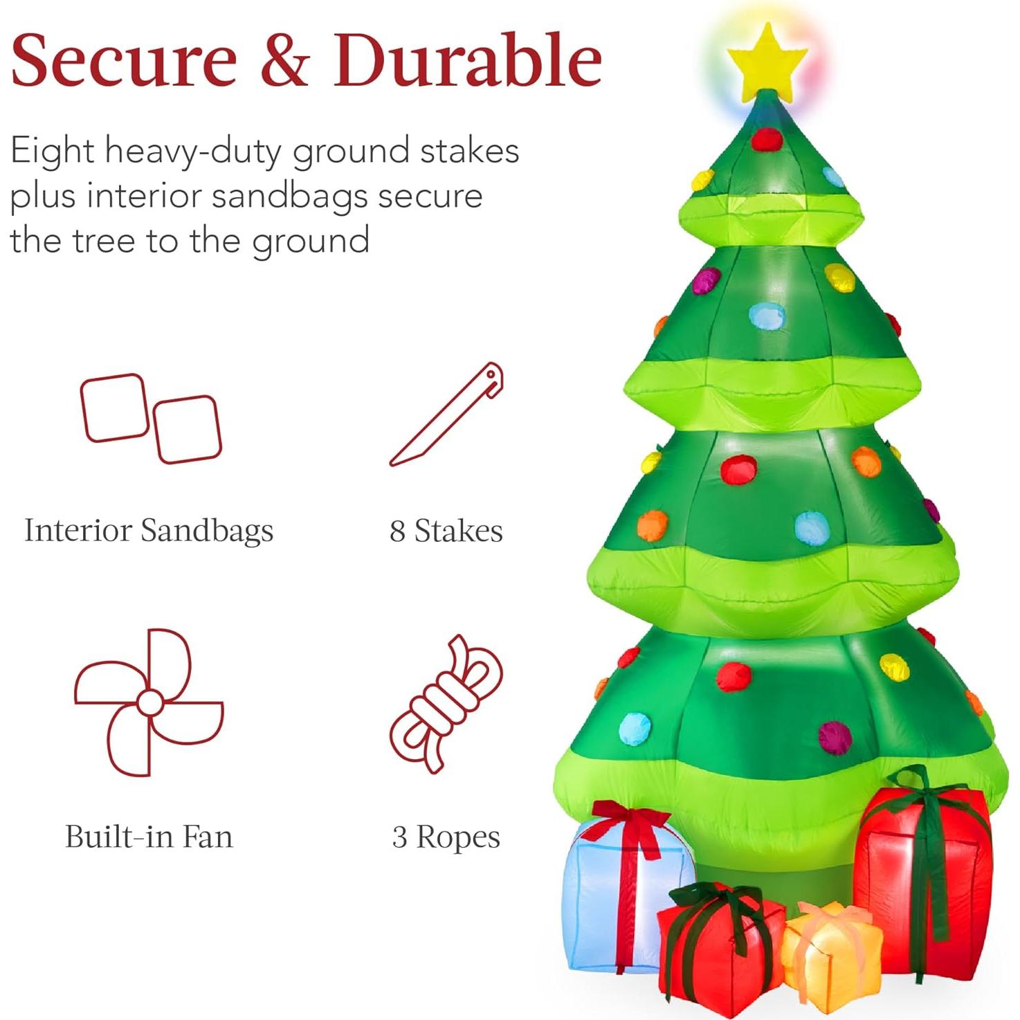 Árbol de Navidad Inflable 3.05m con Luces LED y Estrella