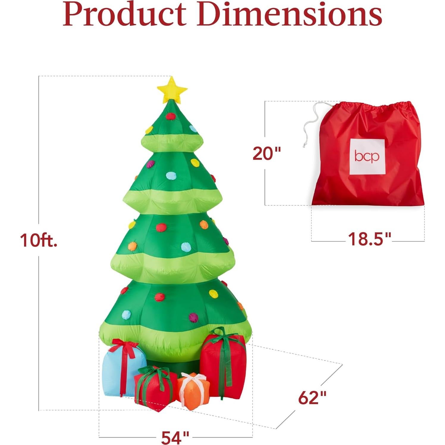 Árbol de Navidad Inflable 3.05m con Luces LED y Estrella