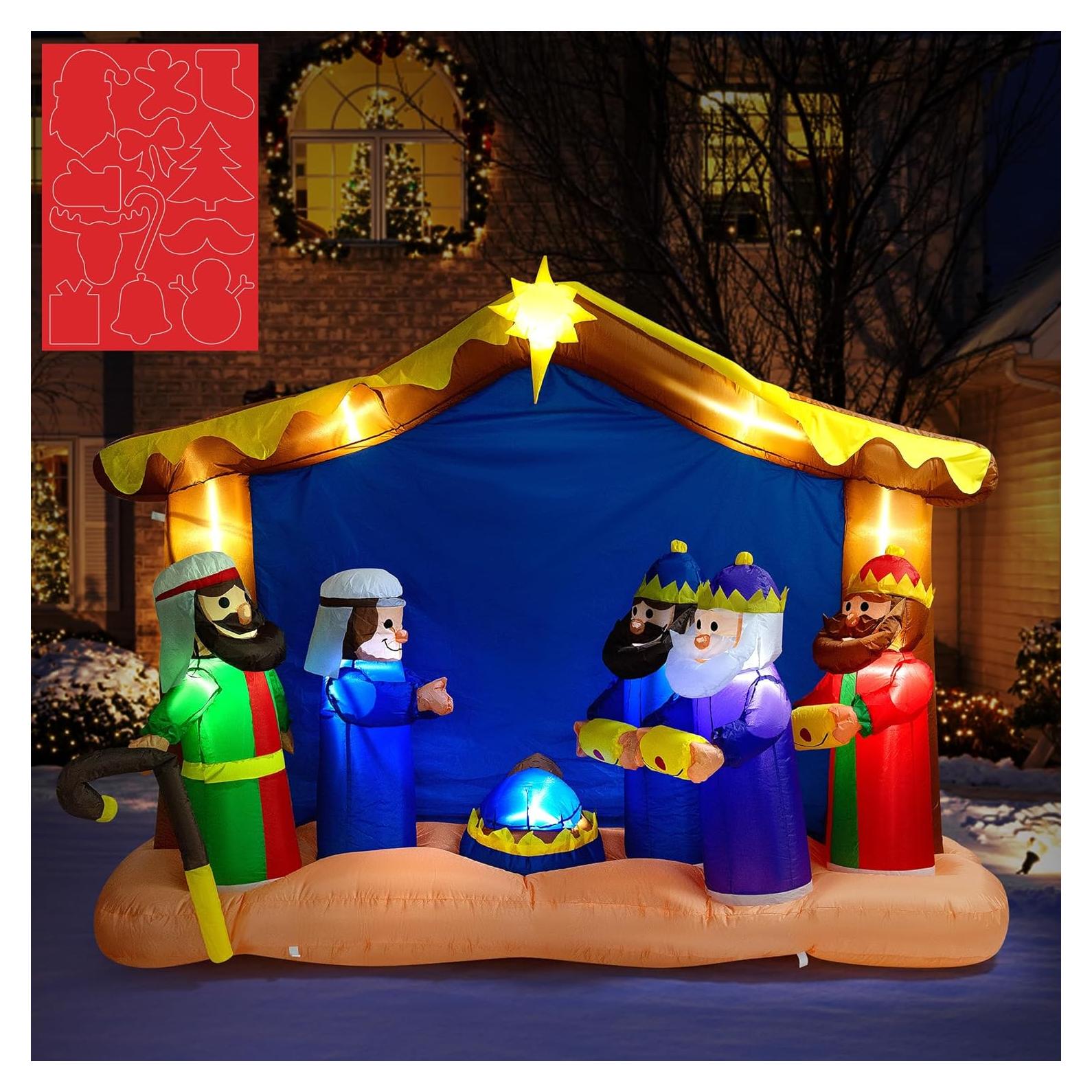 Decoración Inflable de Navidad VIVOHOME 2.44m Escena Natividad