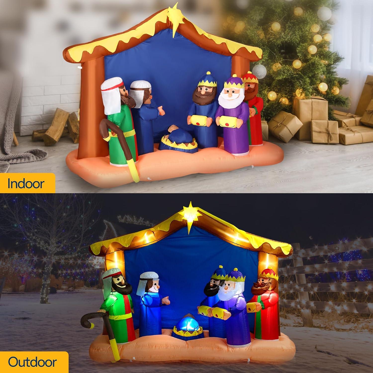 Decoración Inflable de Navidad VIVOHOME 2.44m Escena Natividad