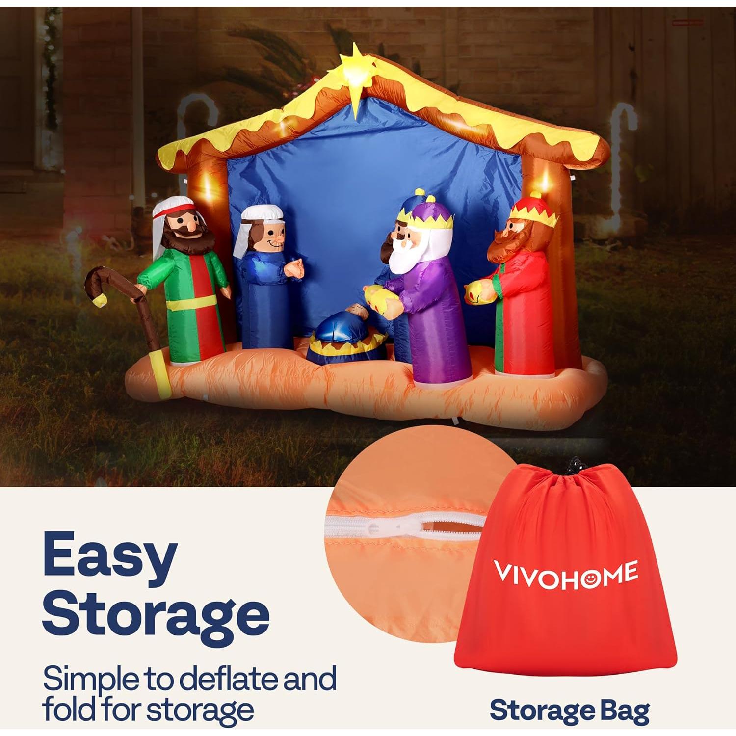 Decoración Inflable de Navidad VIVOHOME 2.44m Escena Natividad