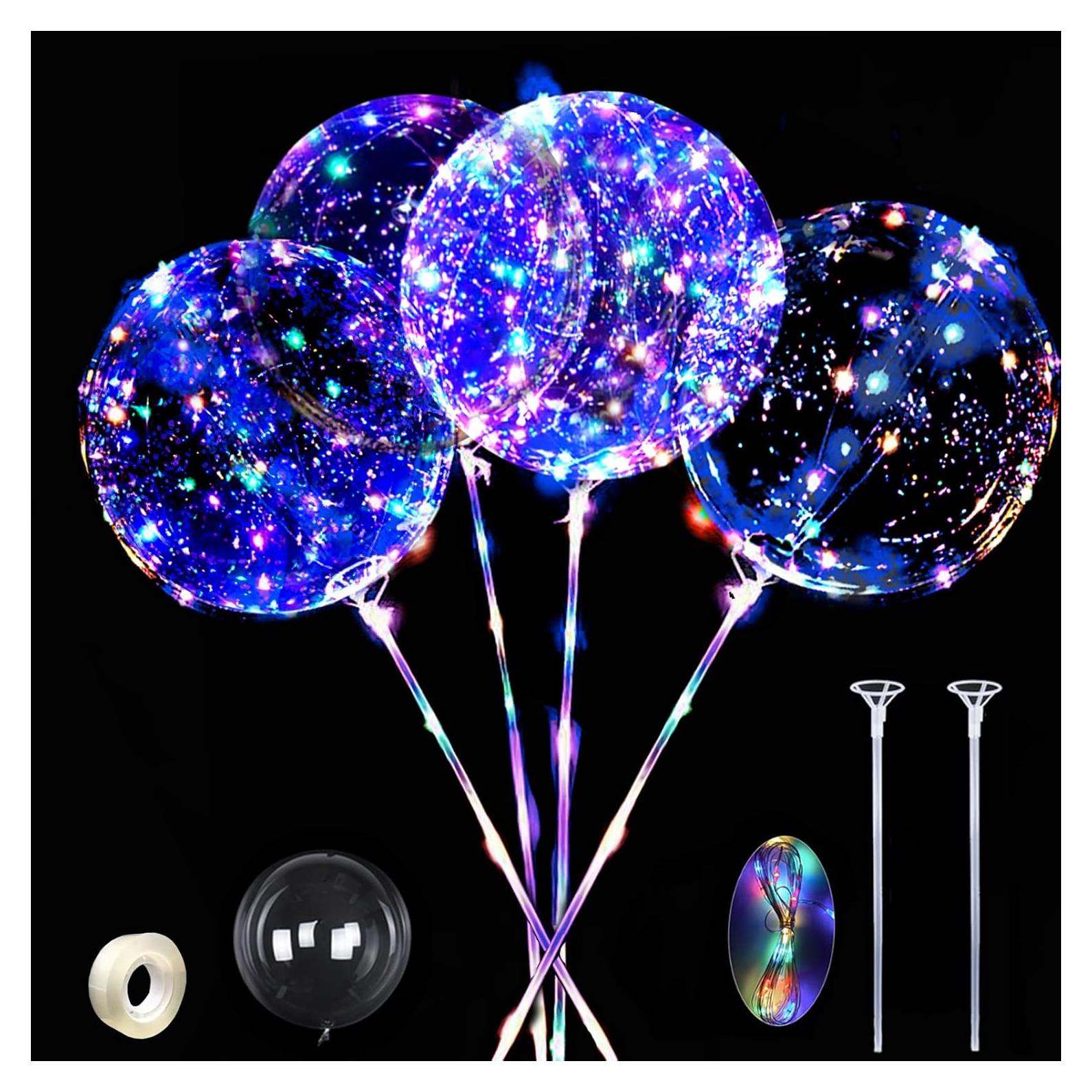Paquete de 10 globos LED Bobo 50.8 cm con palos y luces