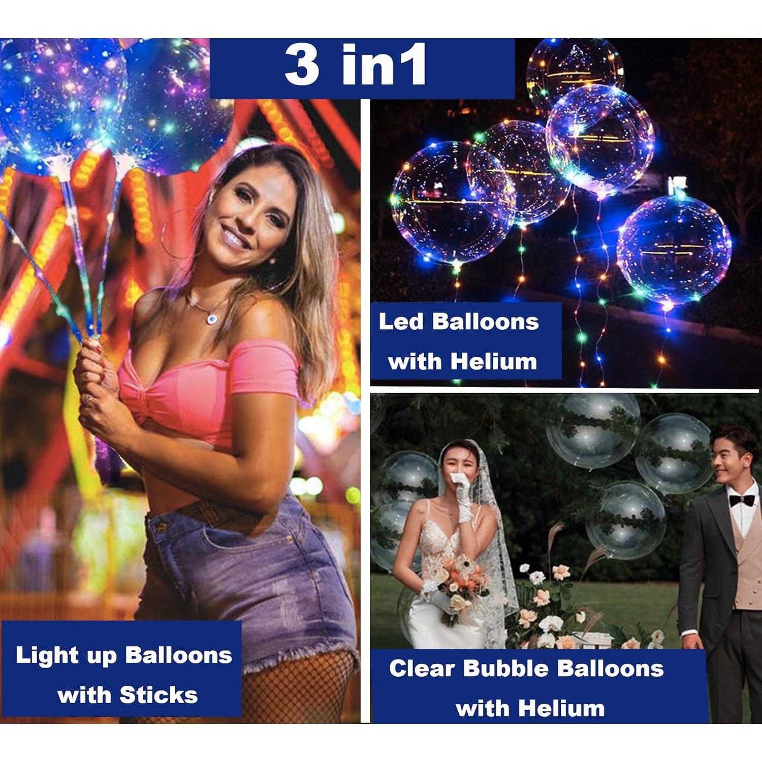 Paquete de 10 globos LED Bobo 50.8 cm con palos y luces