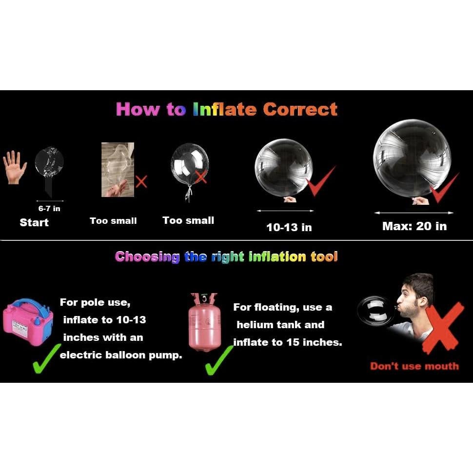 Paquete de 10 globos LED Bobo 50.8 cm con palos y luces