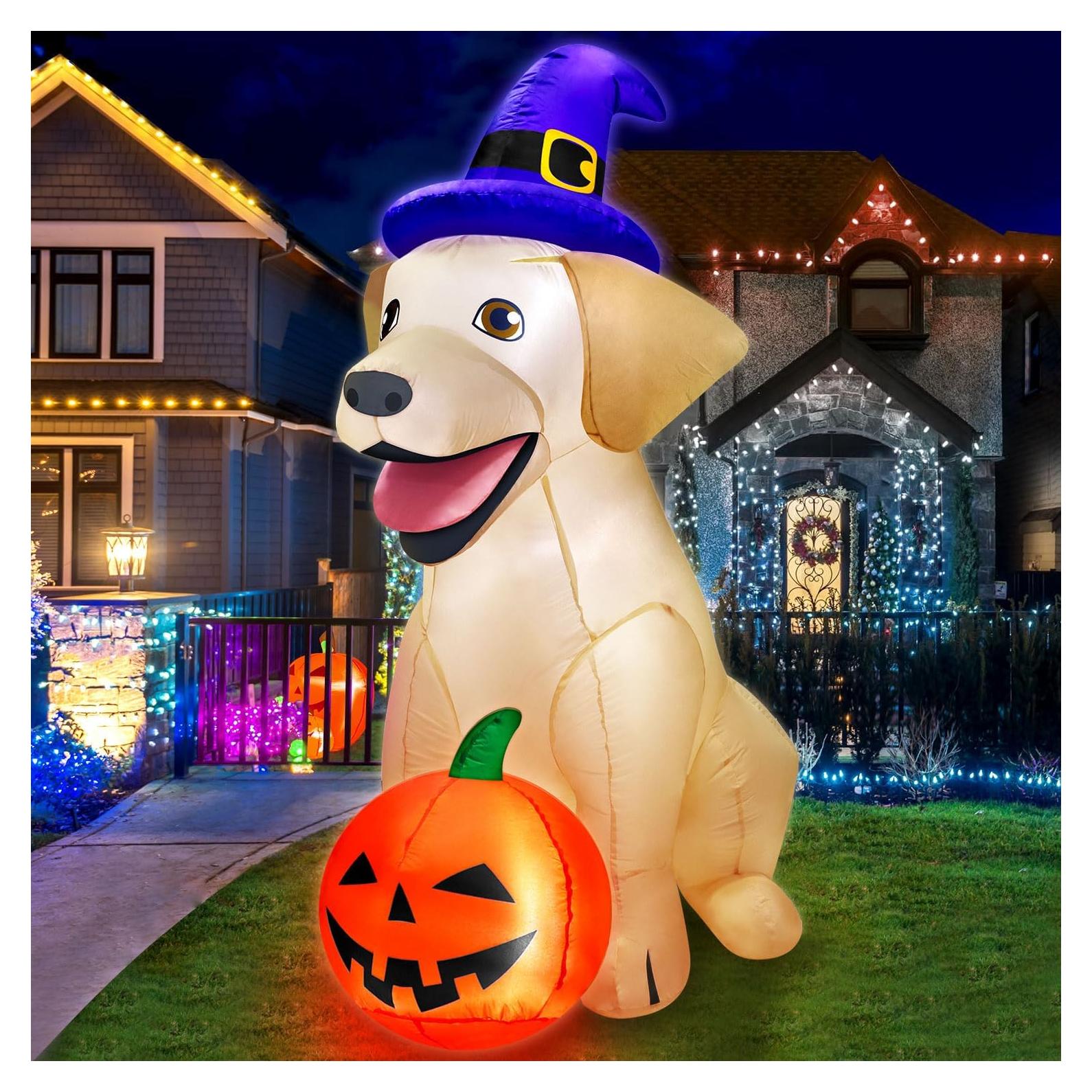 Decoración Inflable de Halloween 5 Pies Perro Labrador con LED