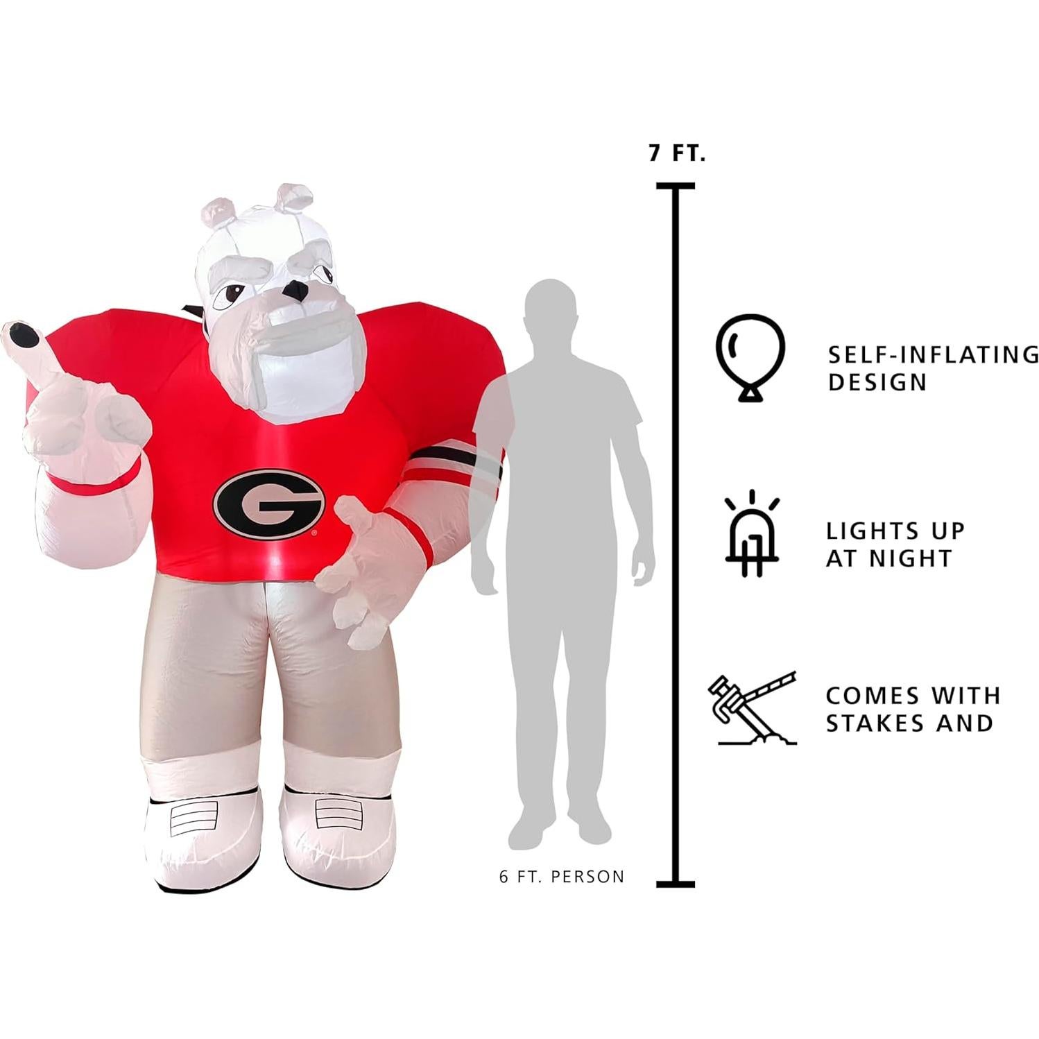 Mascota Inflable 7ft Logo Brands Bulldogs de Georgia LED