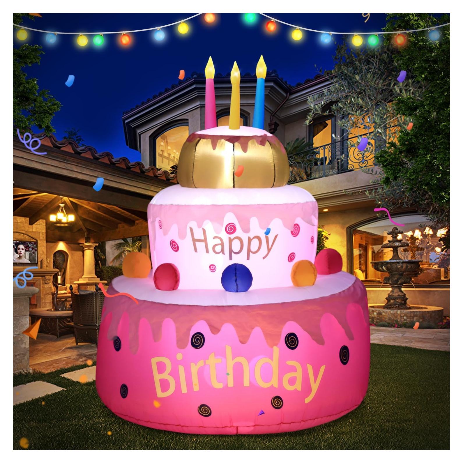 Inflable Pastel de Cumpleaños DomKom 1.14kg con Luces LED