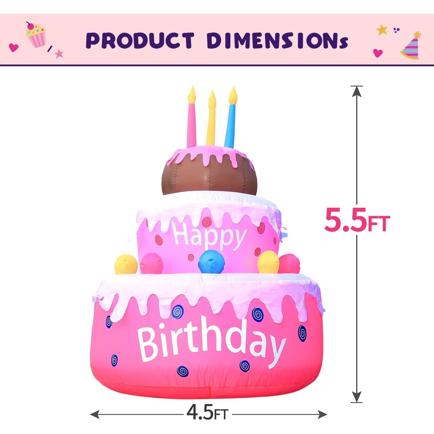 Inflable Pastel de Cumpleaños DomKom 1.14kg con Luces LED