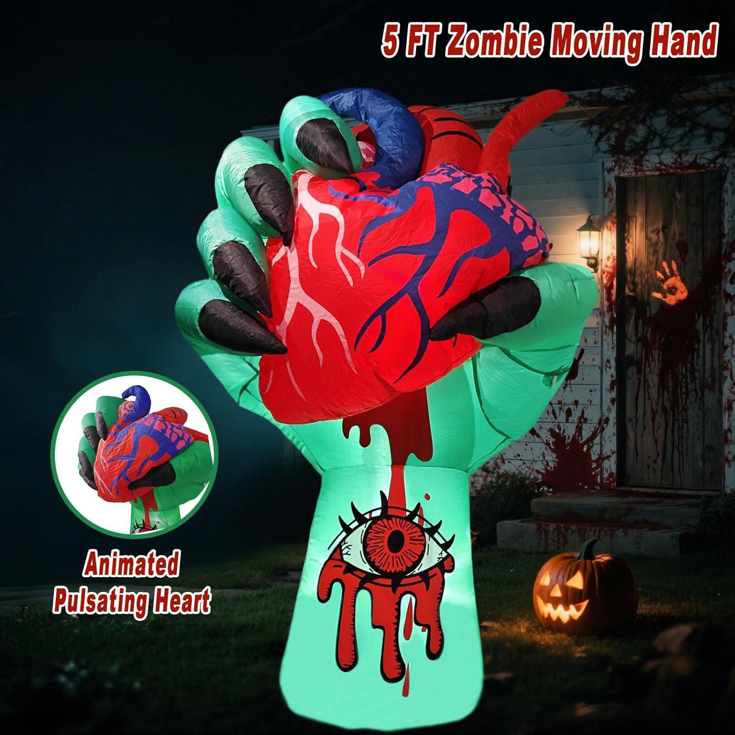 Mano Zombi Inflable 5FT VYBEWAVE con Corazón Palpitante LED