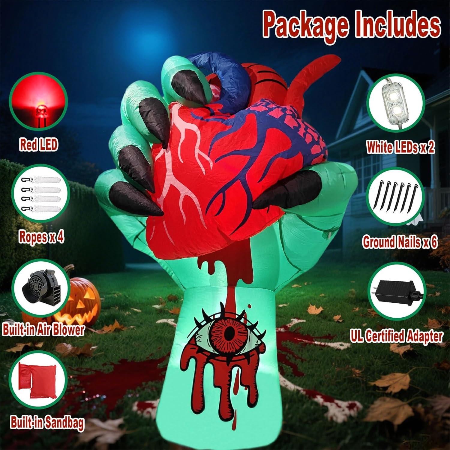 Mano Zombi Inflable 5FT VYBEWAVE con Corazón Palpitante LED
