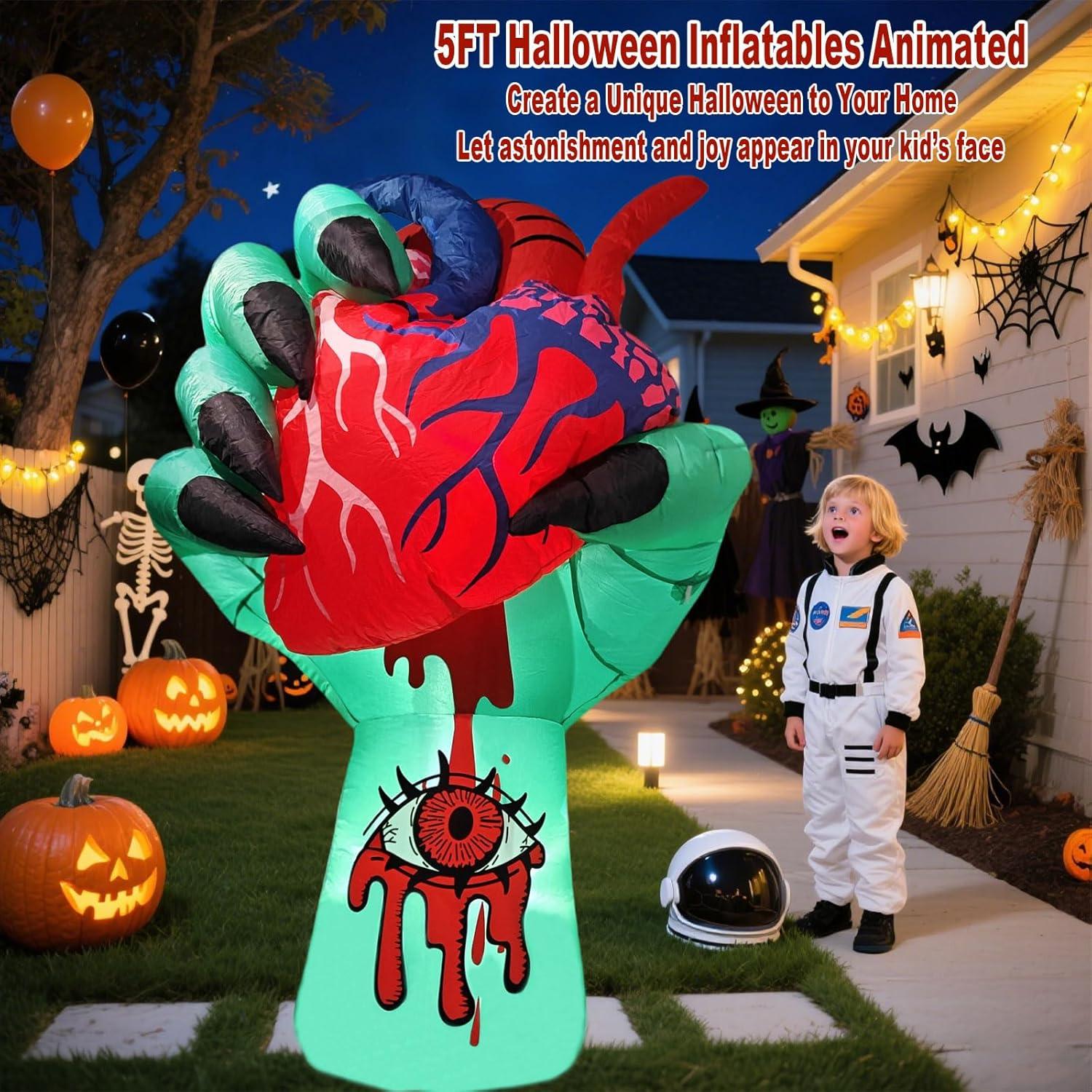 Mano Zombi Inflable 5FT VYBEWAVE con Corazón Palpitante LED