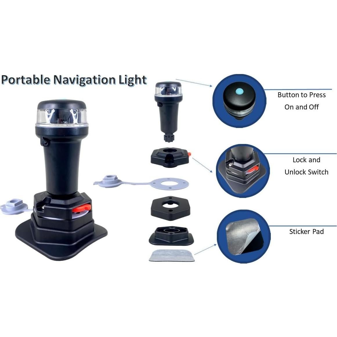 Luz de Navegación LED Pactrade Marine Portátil 360° IP67
