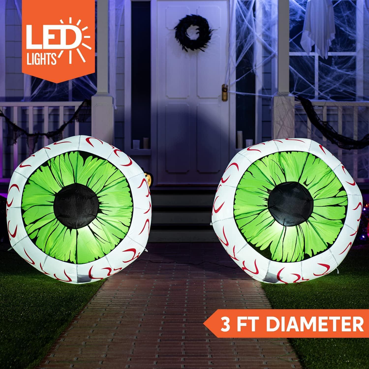 Joiedomi 2 Paquetes Ojos Inflables Halloween 0.91 m con LED