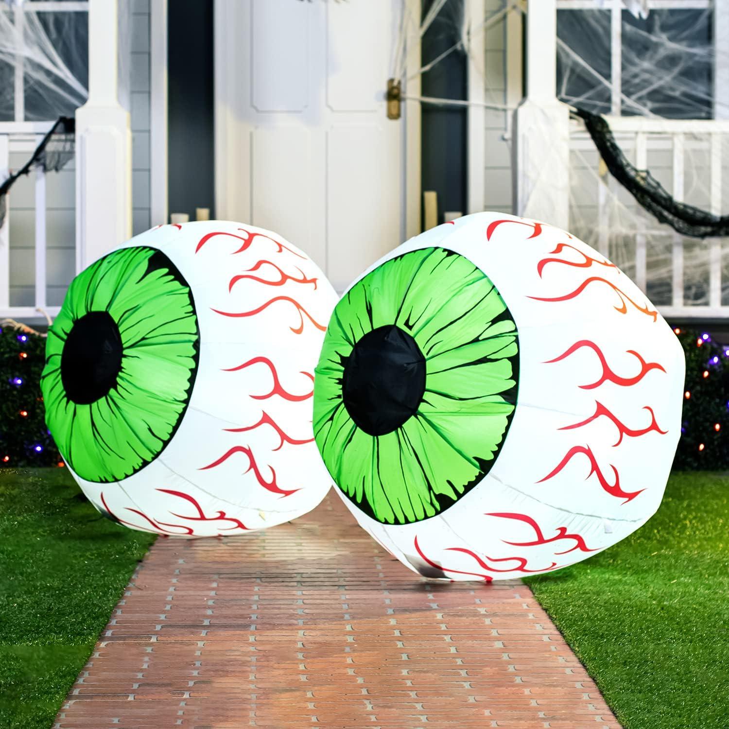 Joiedomi 2 Paquetes Ojos Inflables Halloween 0.91 m con LED