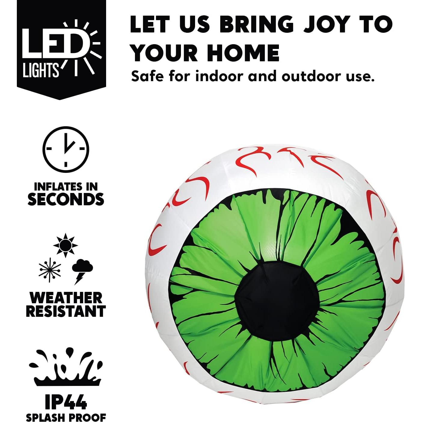 Joiedomi 2 Paquetes Ojos Inflables Halloween 0.91 m con LED