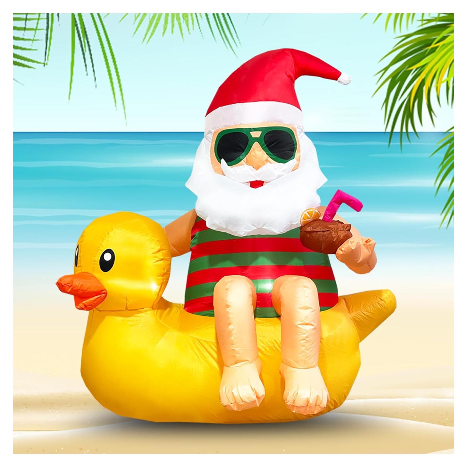 Decoración Inflable Navidad Santa en Pato VOCADE 130cm LED