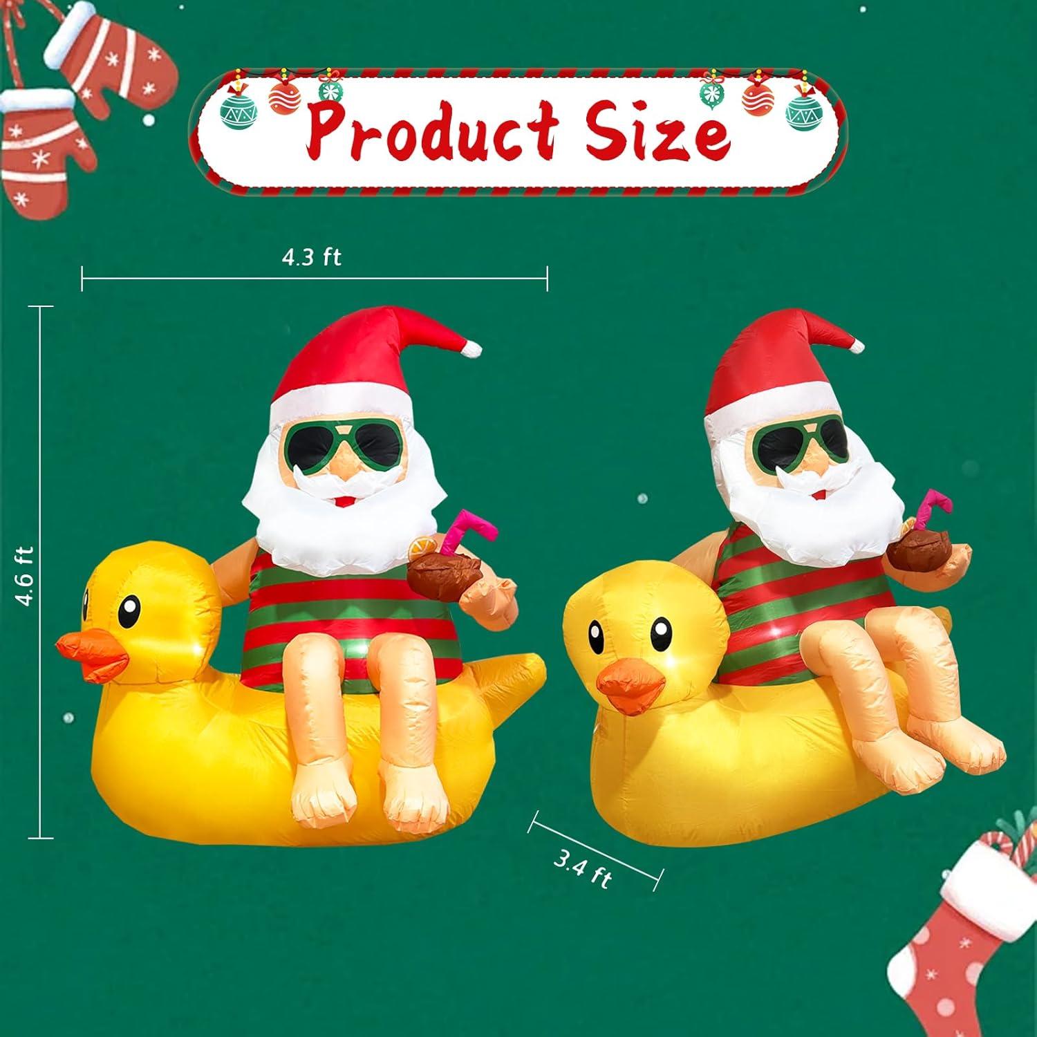 Decoración Inflable Navidad Santa en Pato VOCADE 130cm LED