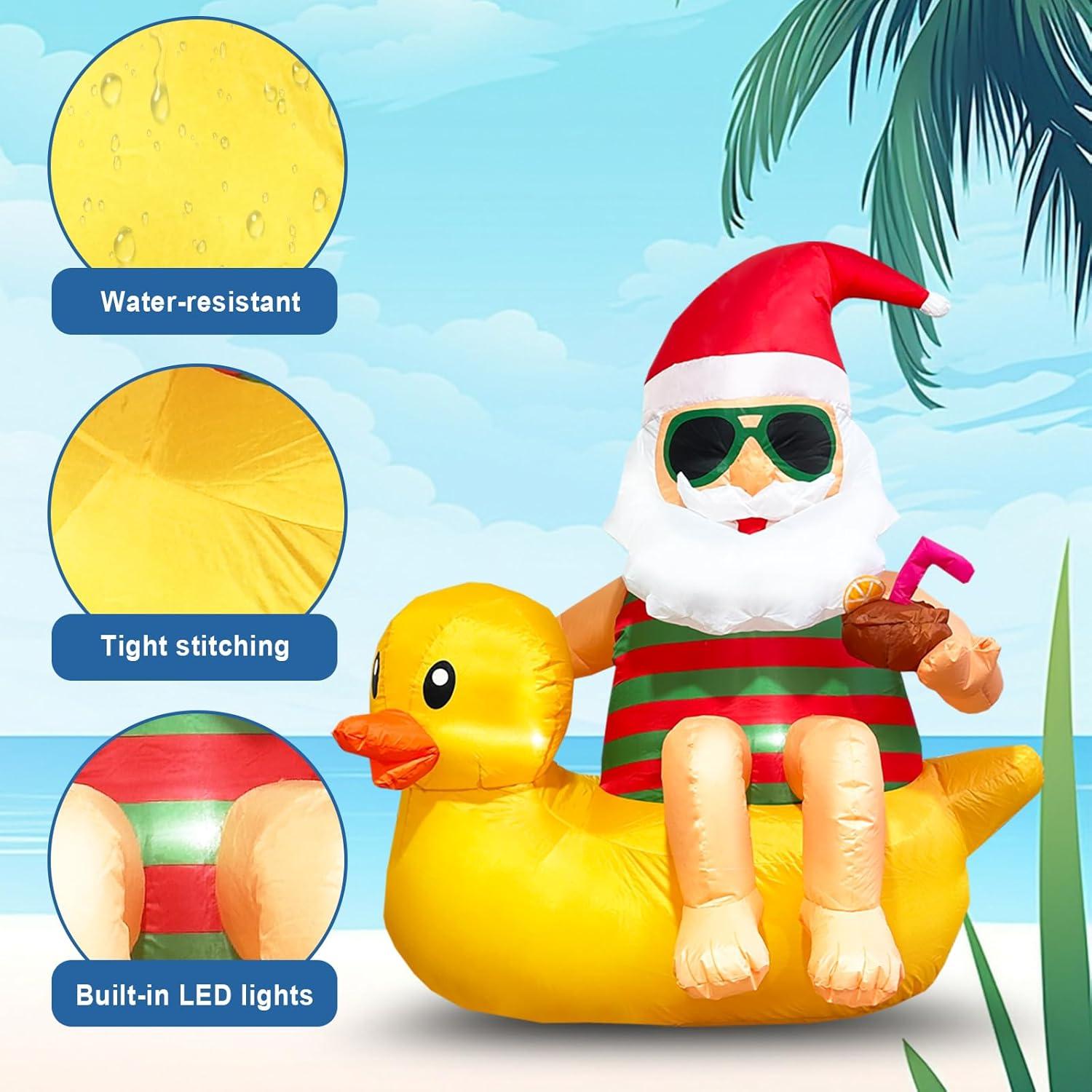 Decoración Inflable Navidad Santa en Pato VOCADE 130cm LED