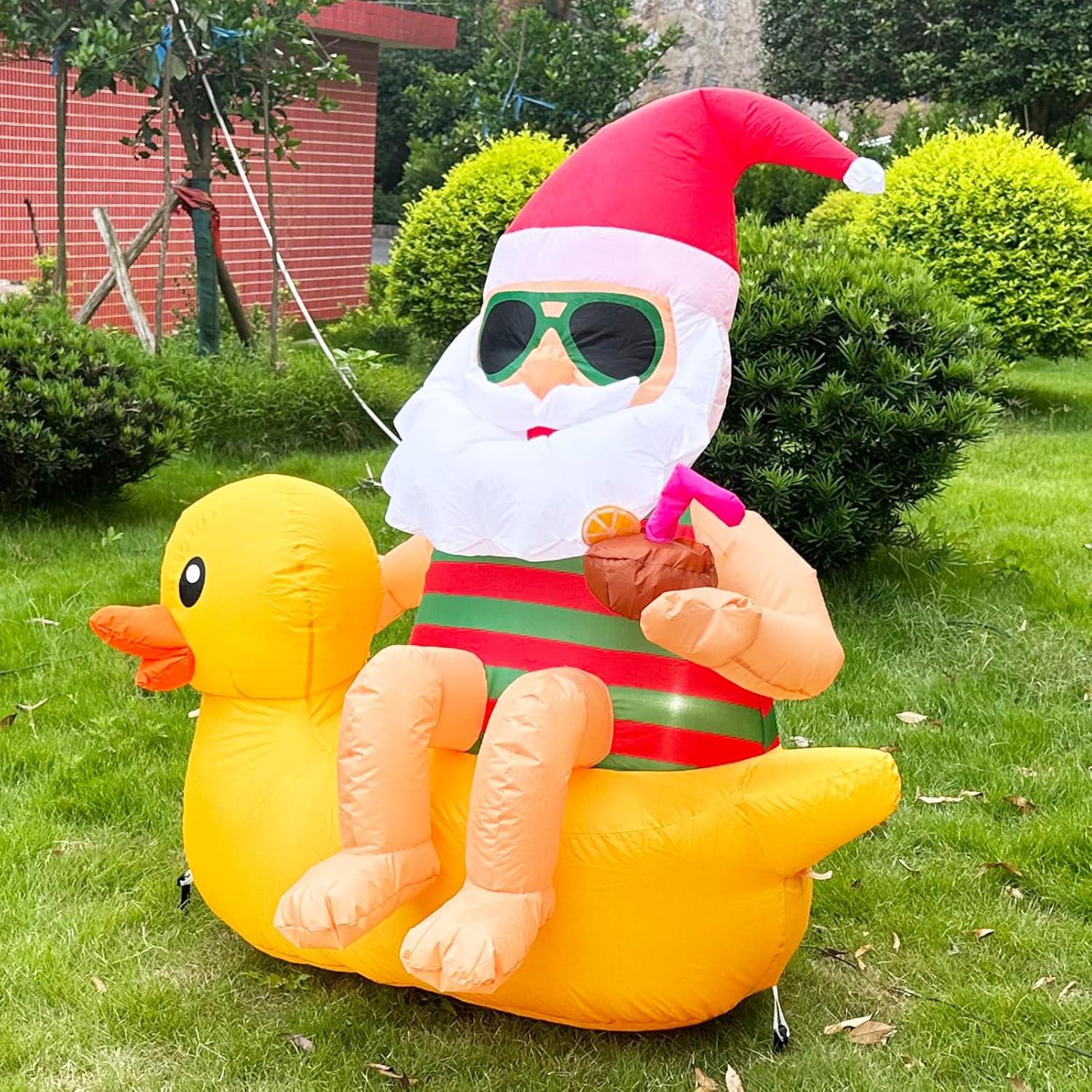 Decoración Inflable Navidad Santa en Pato VOCADE 130cm LED