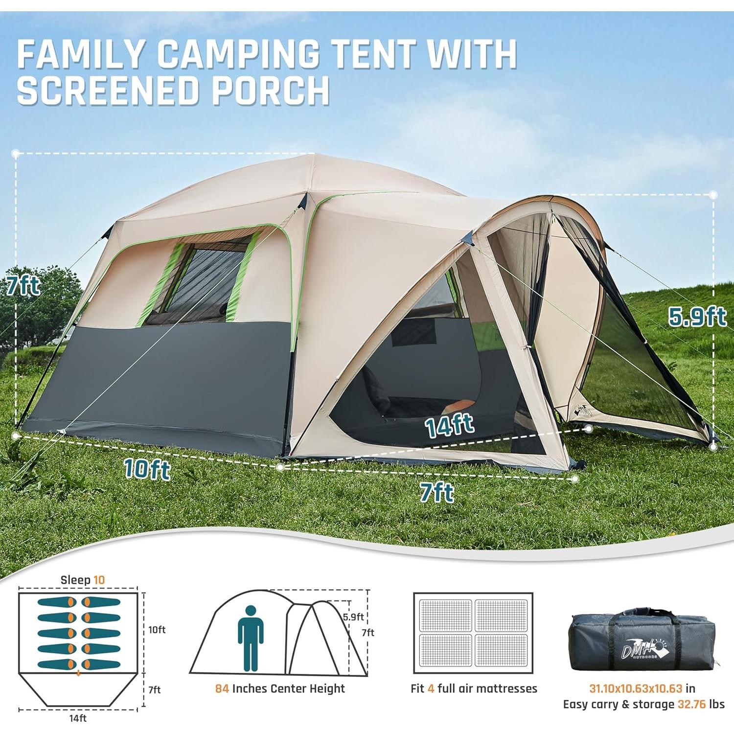Tienda de Camping DMH OUTDOORS para 10 Personas Impermeable