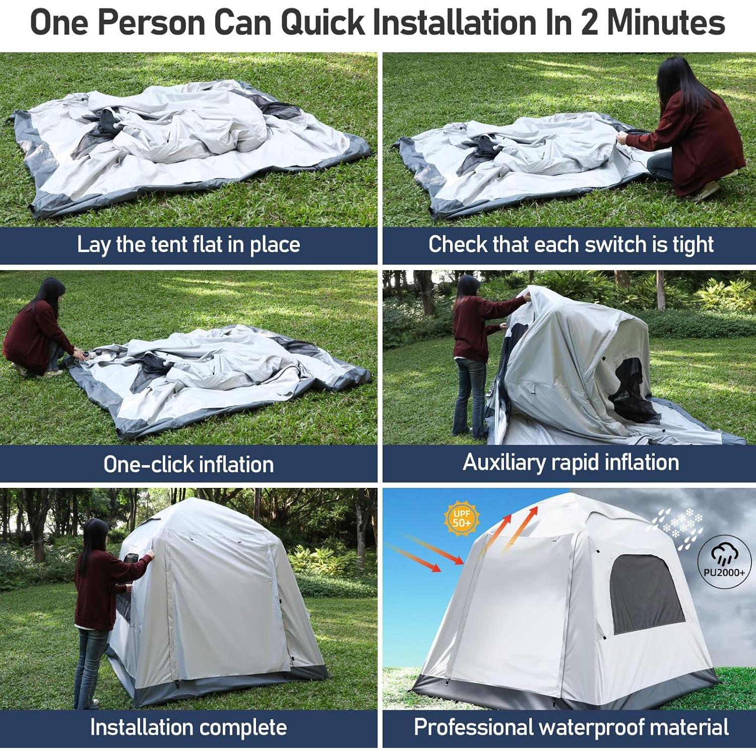 Tienda Inflable Automática Yoking para 3-4 Personas Impermeable