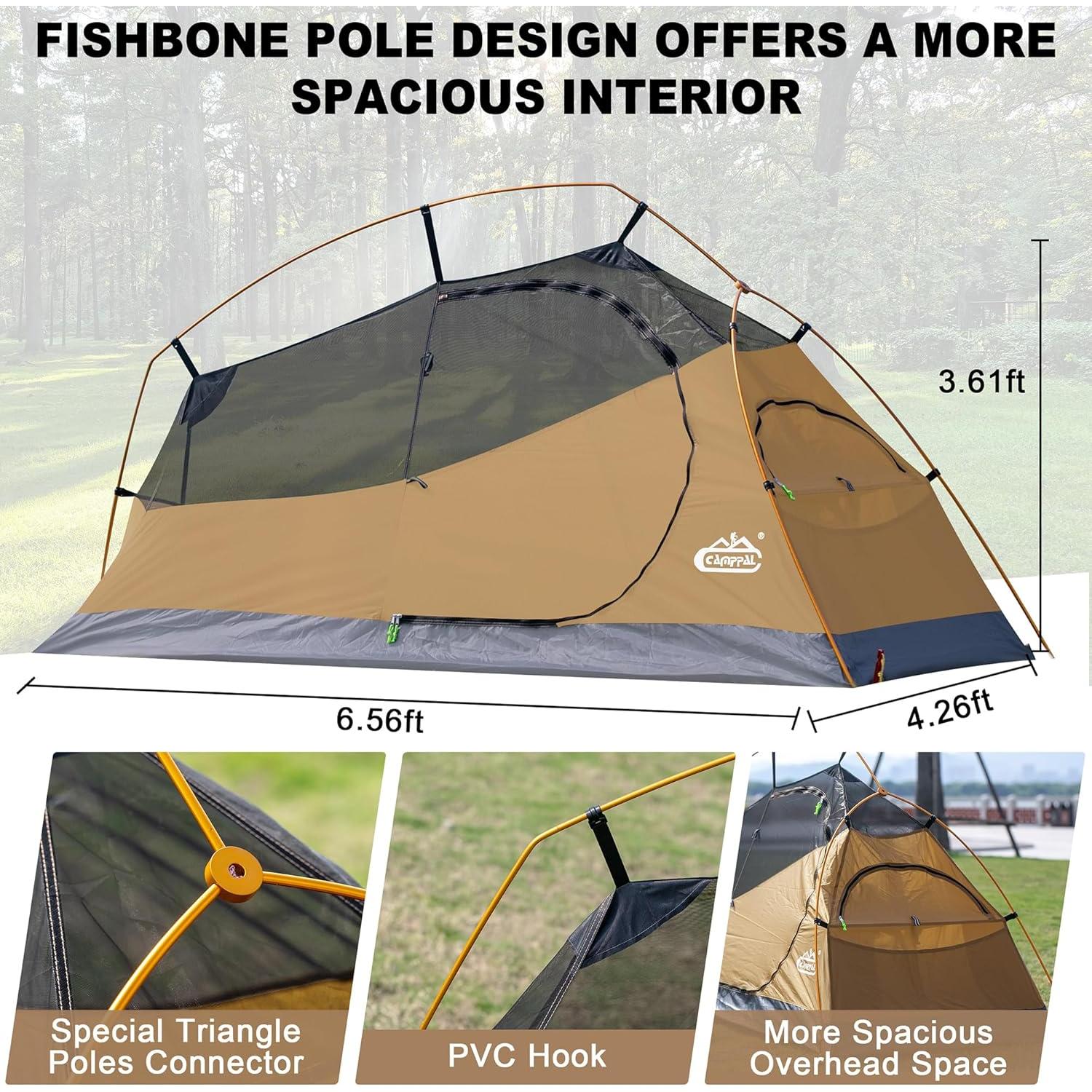 Tienda de Camping Camppal 1 Persona Impermeable 2.52x1.5m