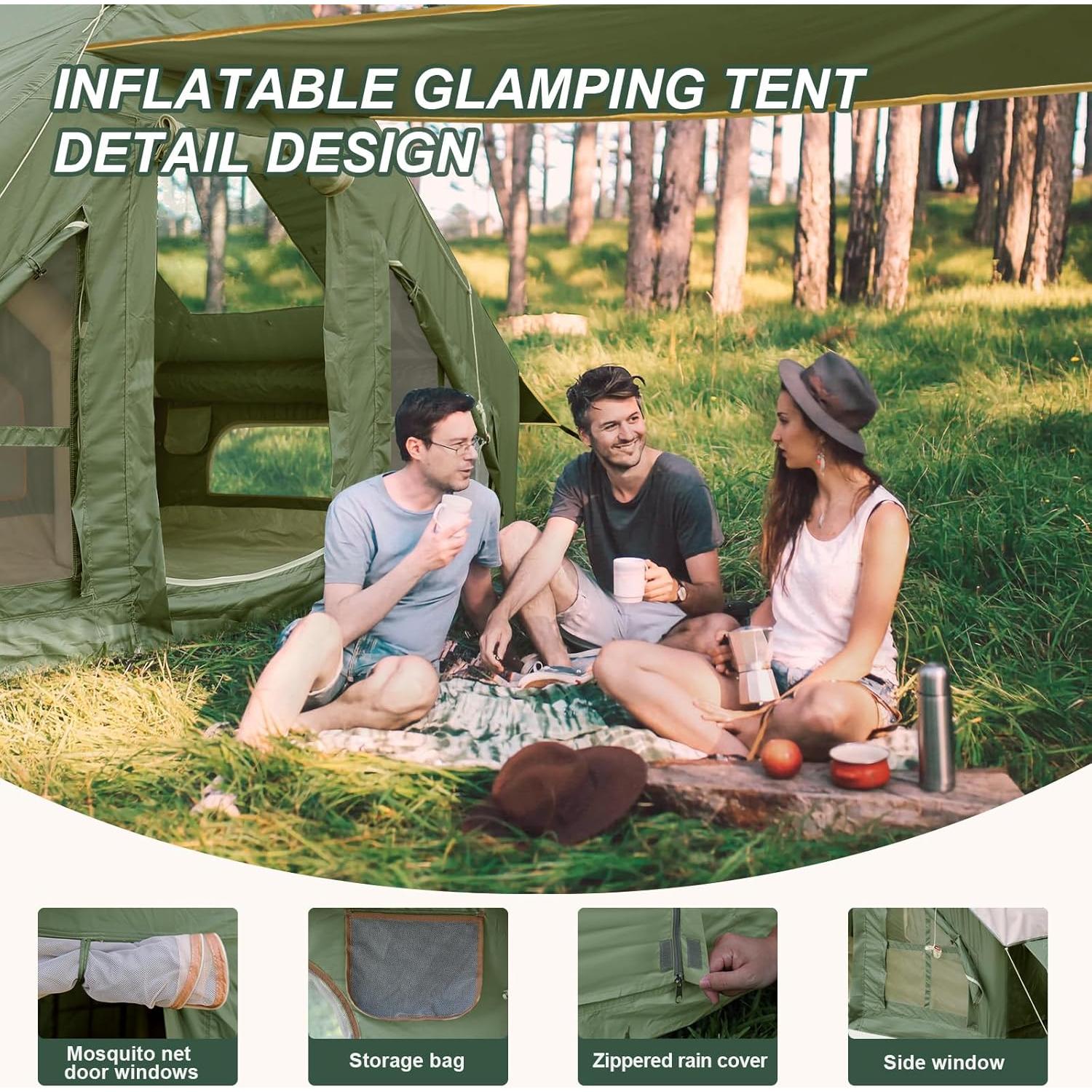 Tienda de Camping Inflable KIKILIVE para 4-6 Personas Impermeable
